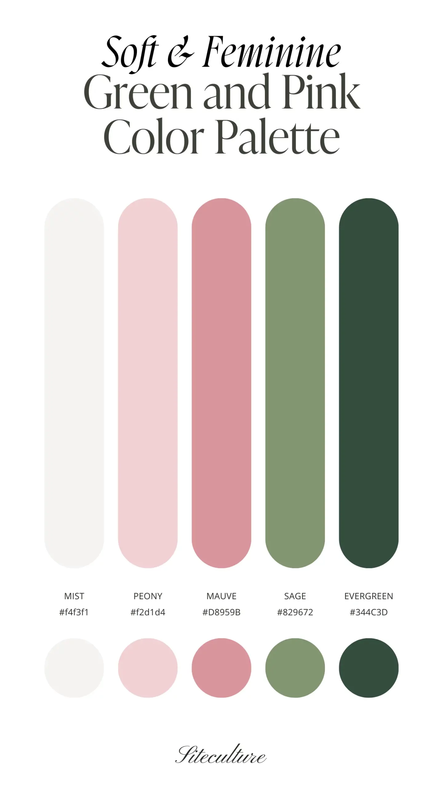 feminine and soft pink and green color palette