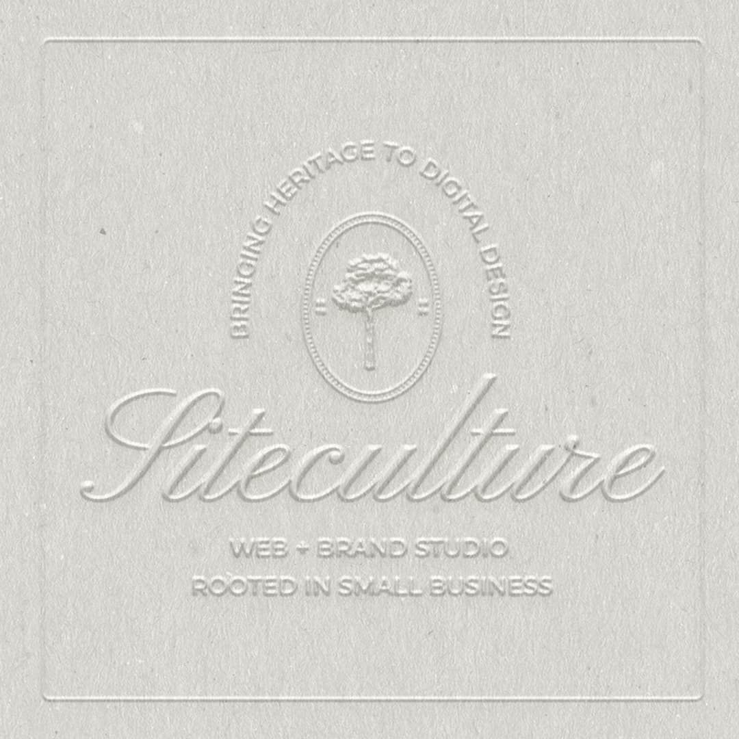 siteculture logo design, timeless logo design, embossed logo